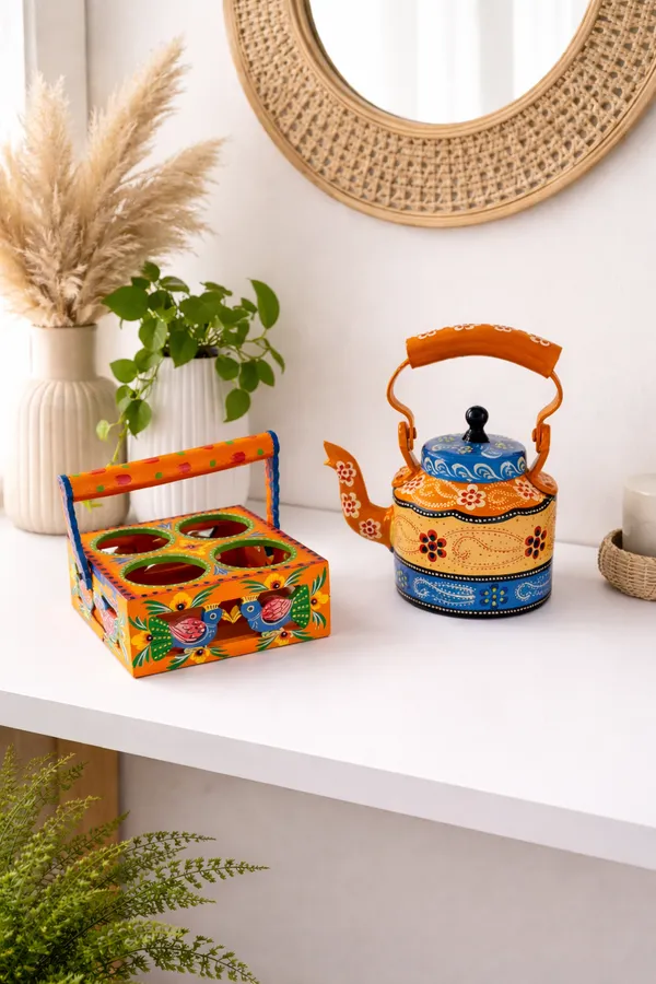Handpainted_Tea_Kettle_And_Wooden_Tea_Glass_Holder_Combo_Pack_Of_2