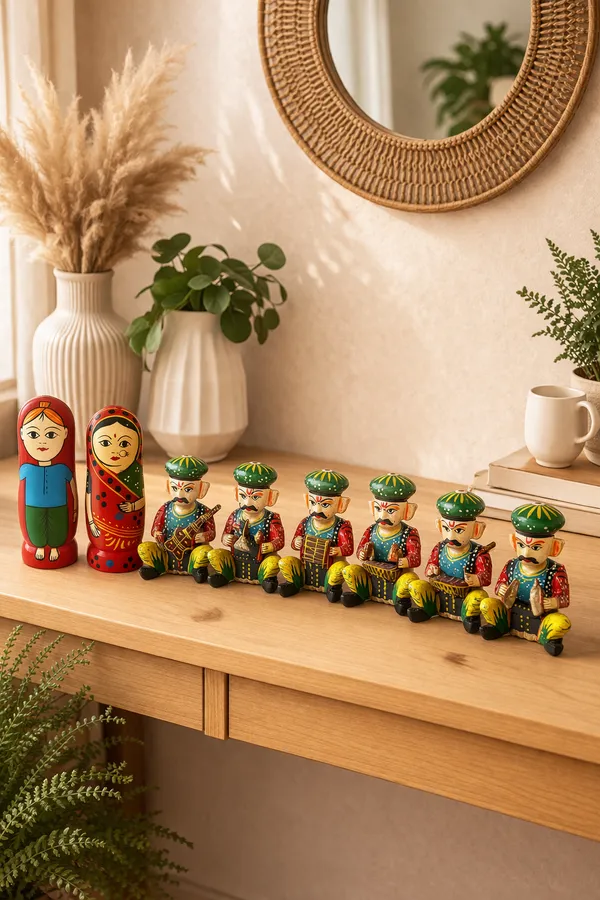 Handcrafted_Wooden_Salt_And_Pepper_Shaker_Set_And_Decorative_Musician_Figurines_Set_Combo_Pack_Of_2