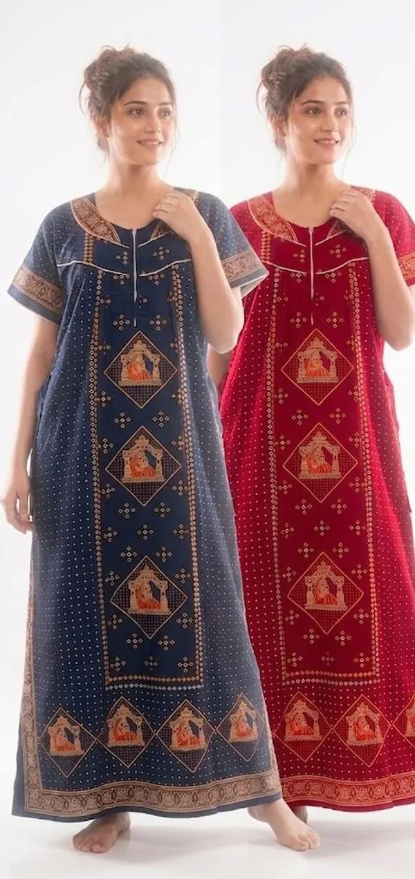 Priyanshu_Enterprises_Women_Nighty_(Red,_Dark_Blue)_Pack_Of_2
