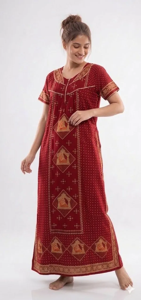Priyanshu_Enterprises_Women_Nighty_(Red,_Dark_Blue)_Pack_Of_2