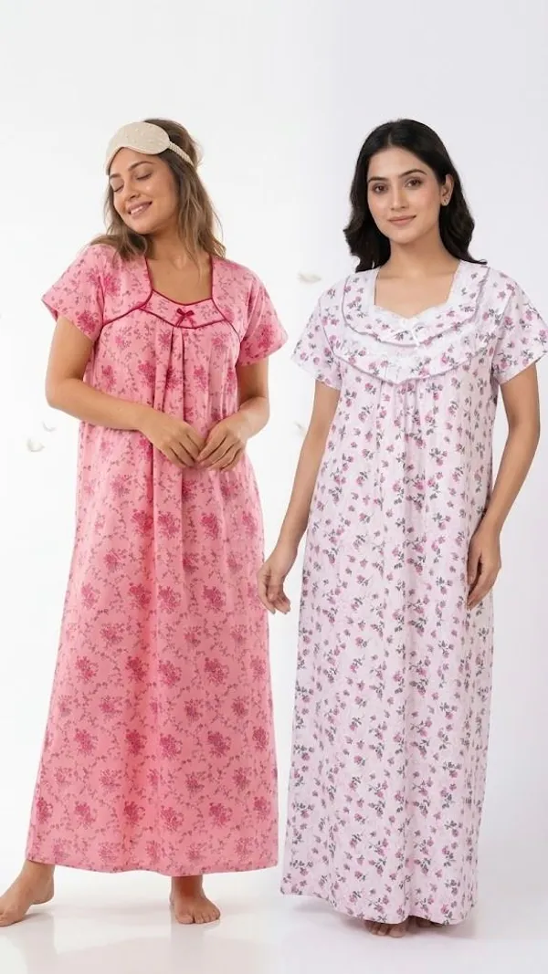 Priyanshu_Enterprises_Women_Nighty_(Pink,_White)_Pack_Of_2