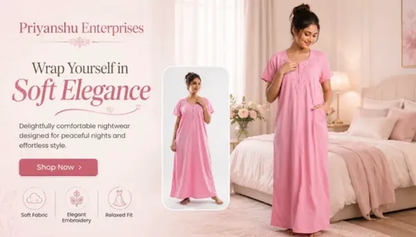 Priyanshu_Enterprises_Women_Nighty_(Queen_Pink)
