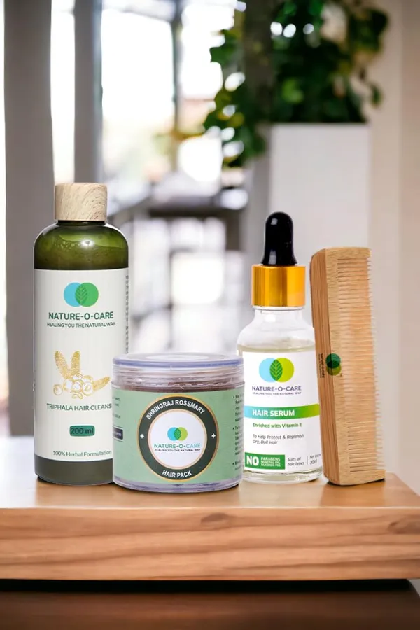 NATURE-O-CARE_Hair_Combo_2_Triphala_Hair_Cleanser_Hair_Serum_Hair_Scrub_Wooden_Comb_Eco_Friendly_Bag