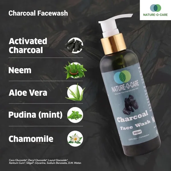 NATURE-O-CARE_Activated_Charcoal_Herbal_Face_Wash,_200ml_|_Organic_Cleanser_for_Men_&_Women