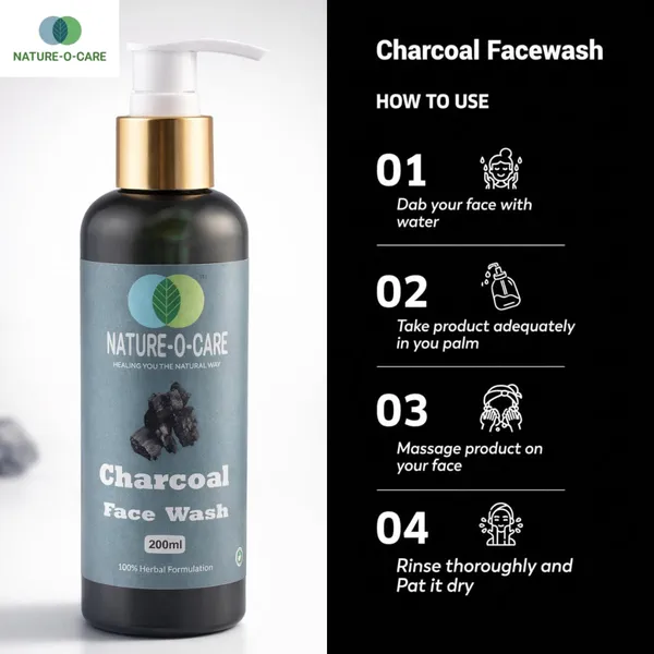 NATURE-O-CARE_Activated_Charcoal_Herbal_Face_Wash,_200ml_|_Organic_Cleanser_for_Men_&_Women