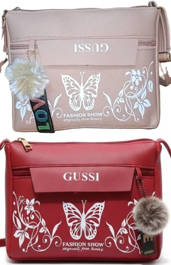 Tan_And_Black_PU_Sling_Bag_For_Women_Pack_Of_2