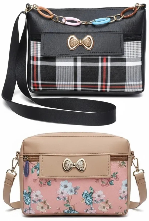 Tan_And_Brown_PU_Sling_Bag_For_Women_Pack_Of_2