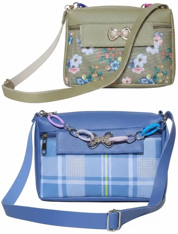 Tan_And_Green_PU_Sling_Bag_For_Women_Pack_Of_2