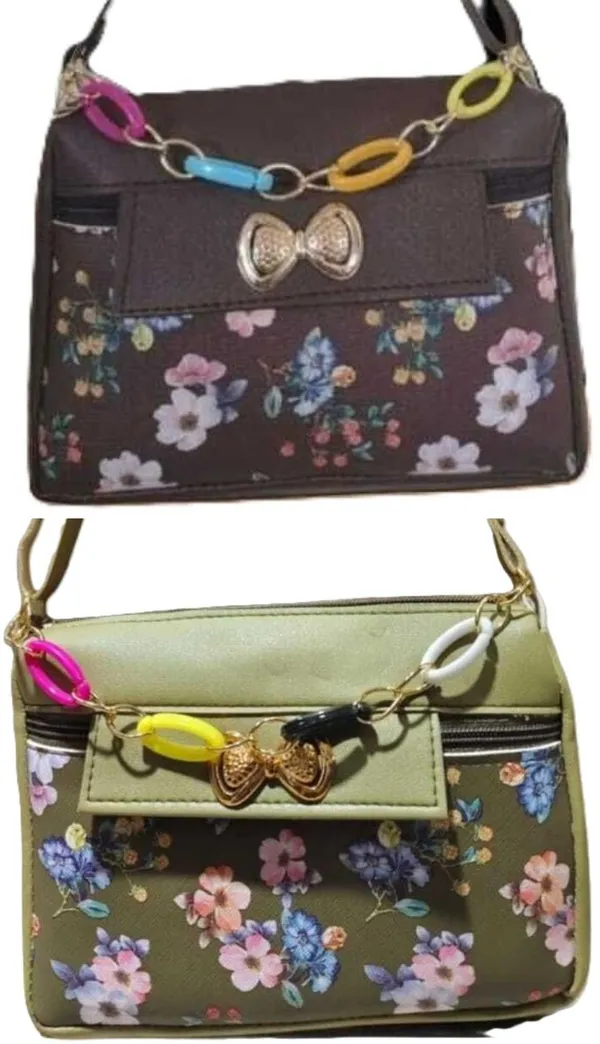 White_And_Khaki_PU_Sling_Bag_For_Women_Pack_Of_2