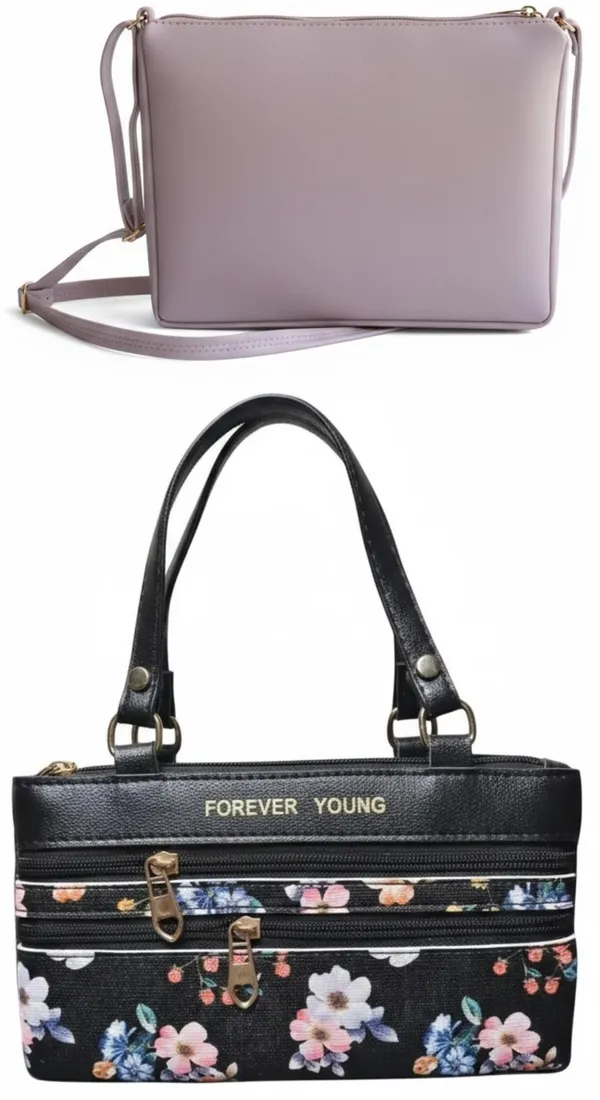 White_And_Pink_PU_Sling_Bag_For_Women_Pack_Of_2
