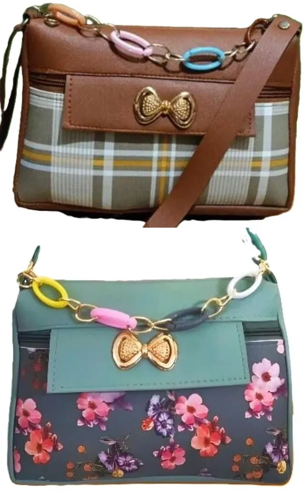 Tan_And_Green_PU_Sling_Bag_For_Women_Pack_Of_2