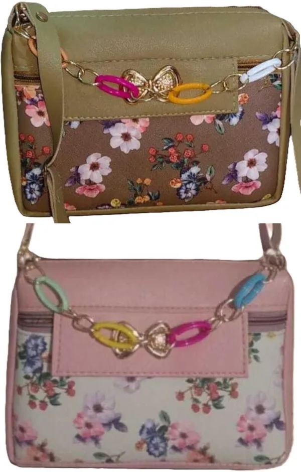 Green_And_Khaki_PU_Sling_Bag_For_Women_Pack_Of_2