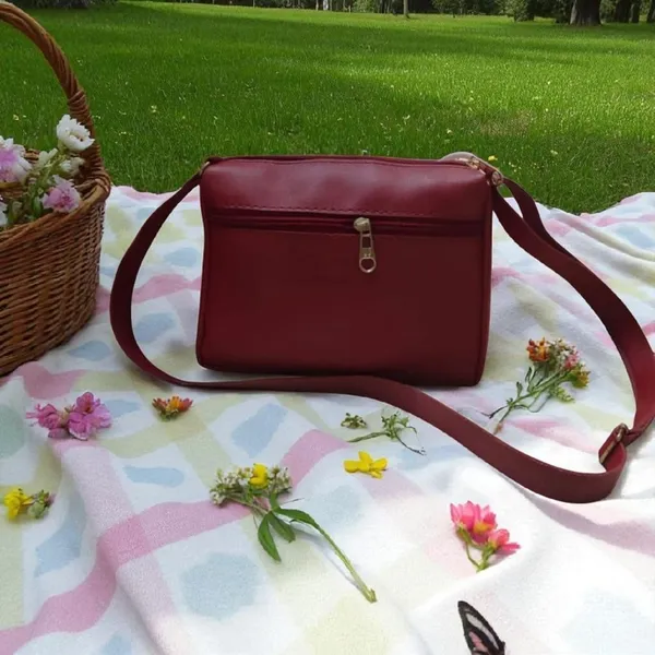 Khaki_And_Maroon_PU_Sling_Bag_For_Women_Pack_Of_2