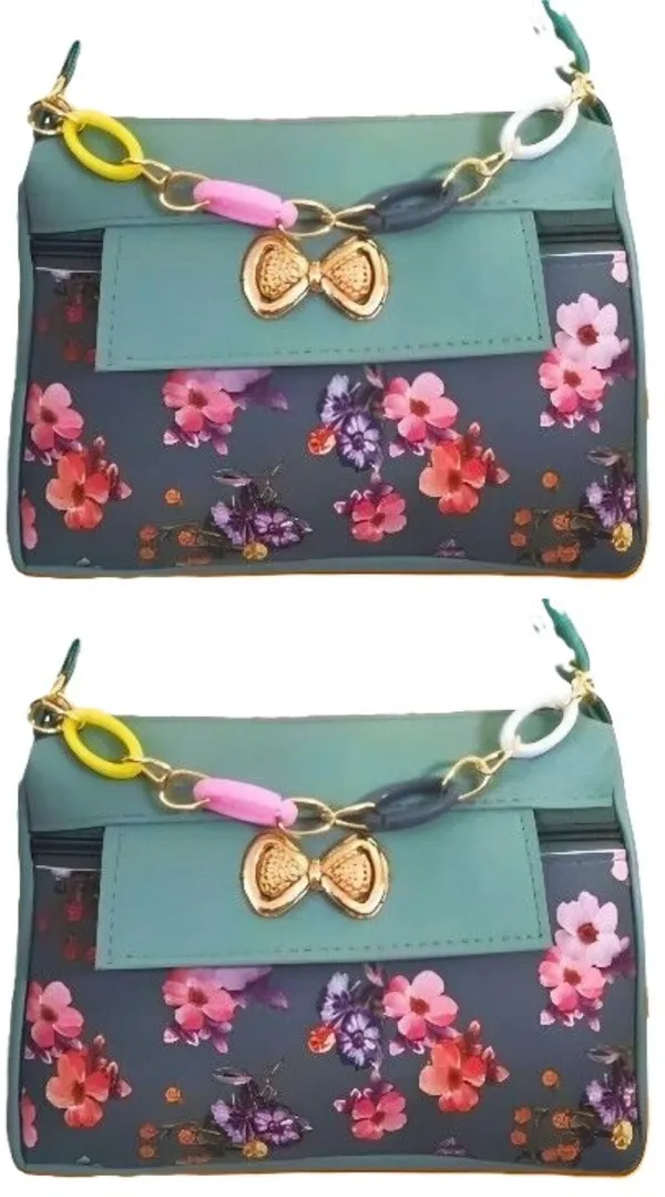 PUrple_And_Multicolor_PU_Sling_Bag_For_Women_Pack_Of_2
