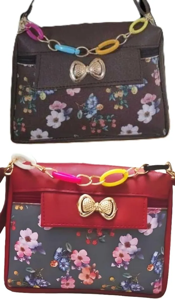 PUrple_And_Gold_PU_Sling_Bag_For_Women_Pack_Of_2