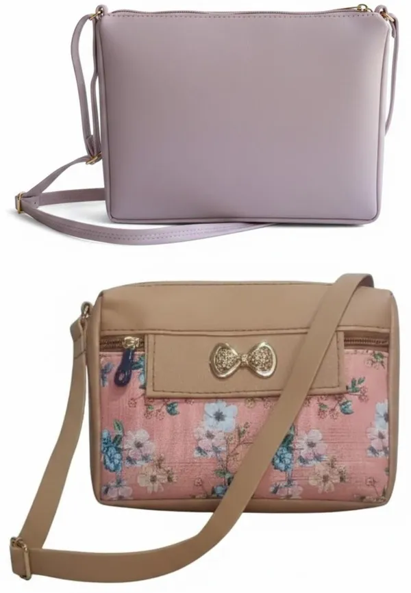 Tan_And_Maroon_PU_Sling_Bag_For_Women_Pack_Of_2