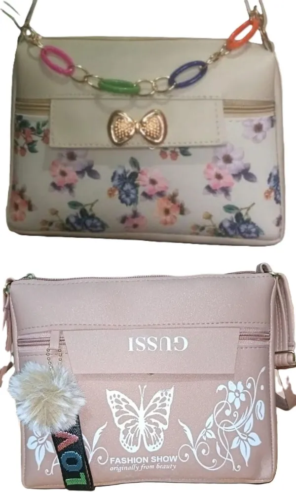 White_And_Pink_PU_Sling_Bag_For_Women_Pack_Of_2