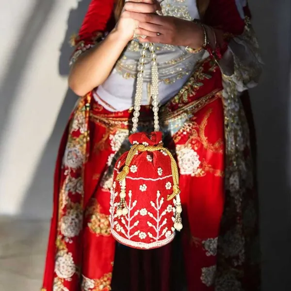 Maroon_Velvet_Potli_For_Women