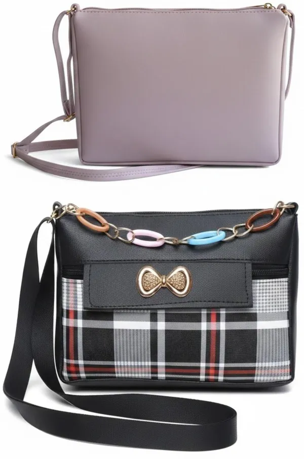 Tan_And_Brown_PU_Sling_Bag_For_Women_Pack_Of_2