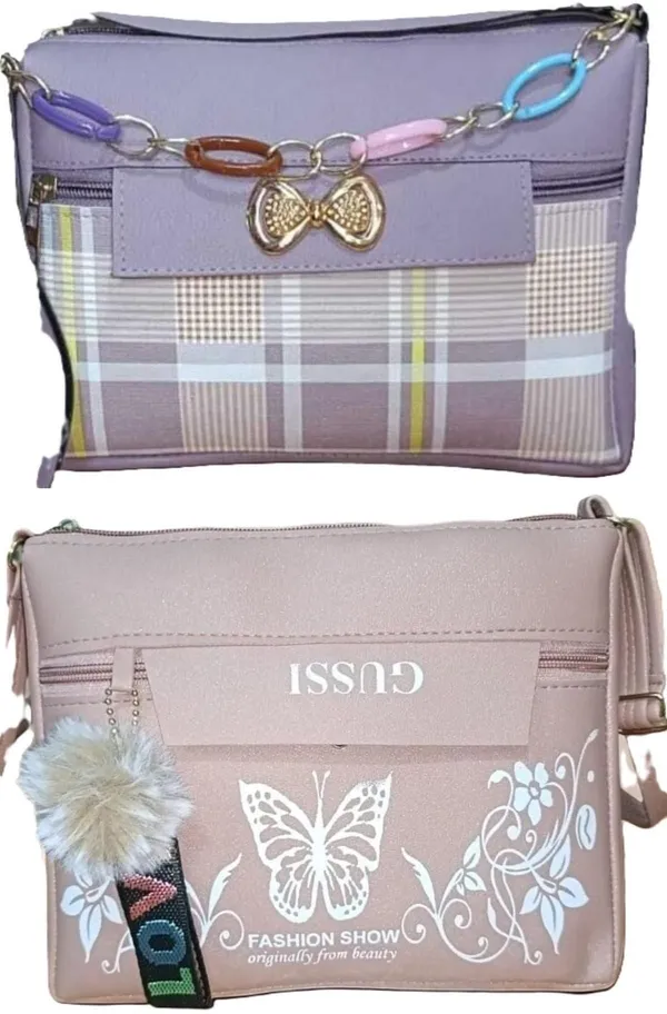 Black_And_PUrple_PU_Sling_Bag_For_Women_Pack_Of_2
