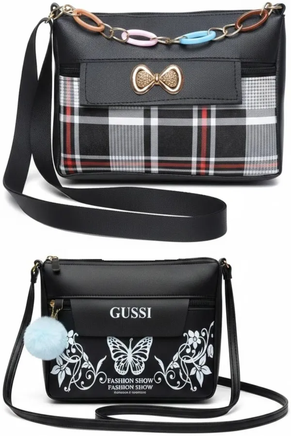 Black_And_Green_PU_Sling_Bag_For_Women_Pack_Of_2