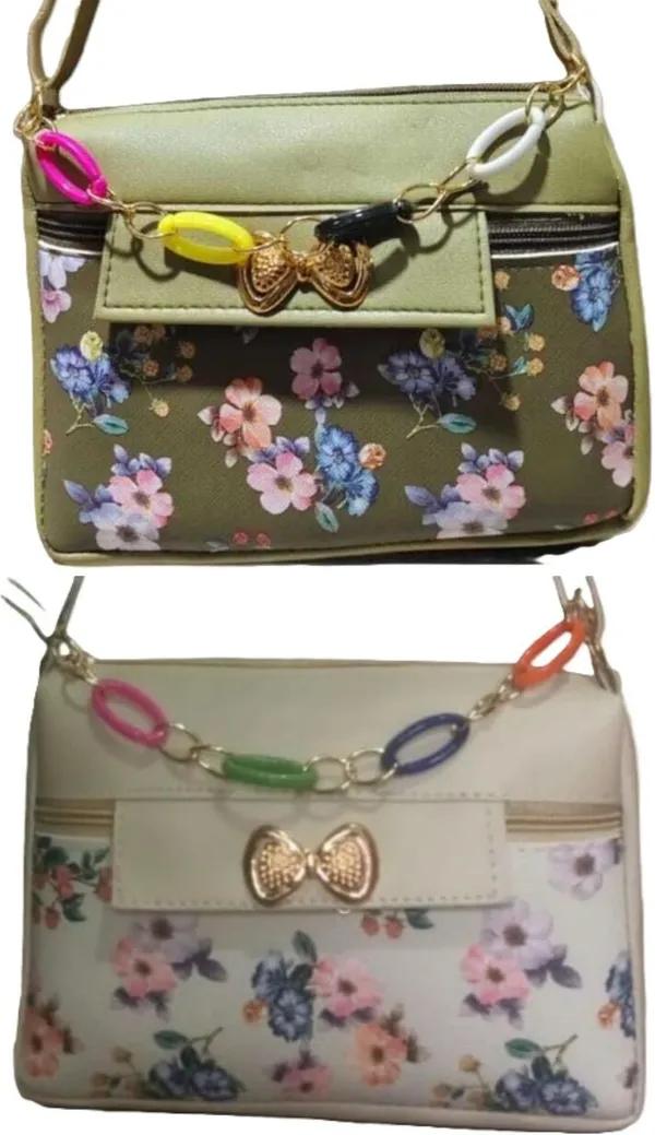 White_And_Green_PU_Sling_Bag_For_Women_Pack_Of_2