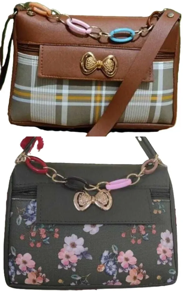 Tan_And_Green_PU_Sling_Bag_For_Women_Pack_Of_2