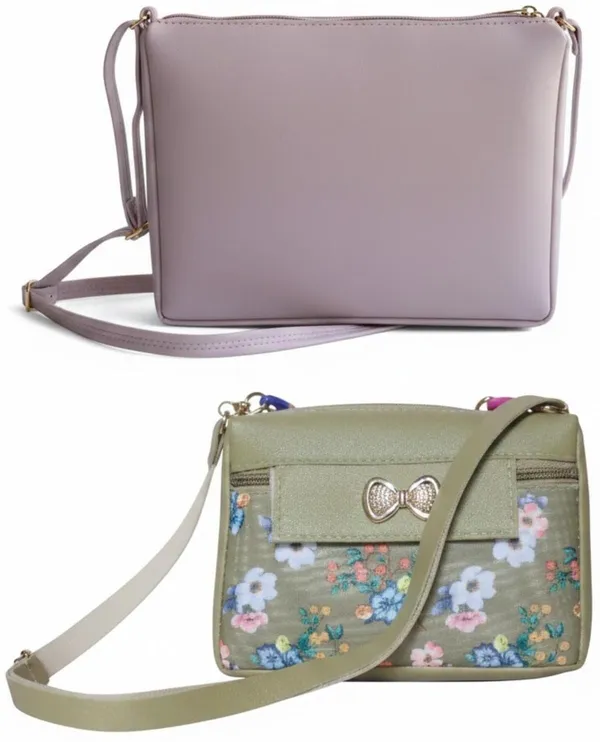Tan_And_Grey_PU_Sling_Bag_For_Women_Pack_Of_2