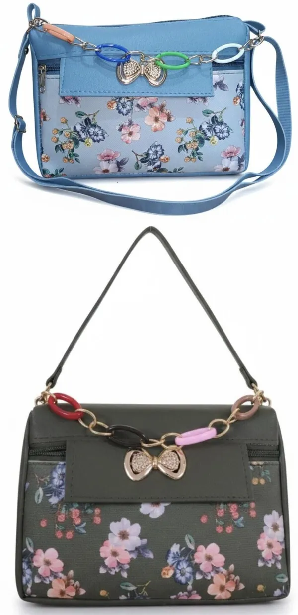 Green_And_Tan_PU_Sling_Bag_For_Women_Pack_Of_2
