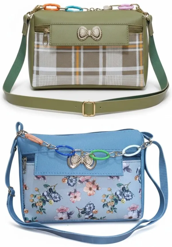 Green_And_White_PU_Sling_Bag_For_Women_Pack_Of_2