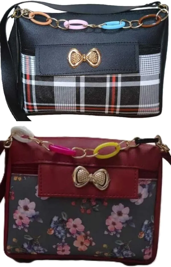Green_And_Maroon_PU_Sling_Bag_For_Women_Pack_Of_2
