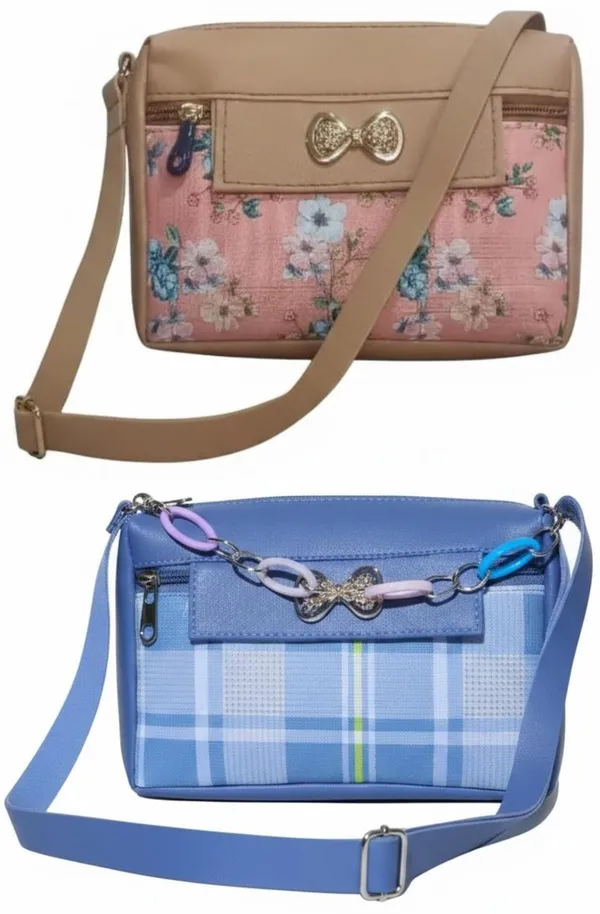 PUrple_And_Tan_PU_Sling_Bag_For_Women_Pack_Of_2