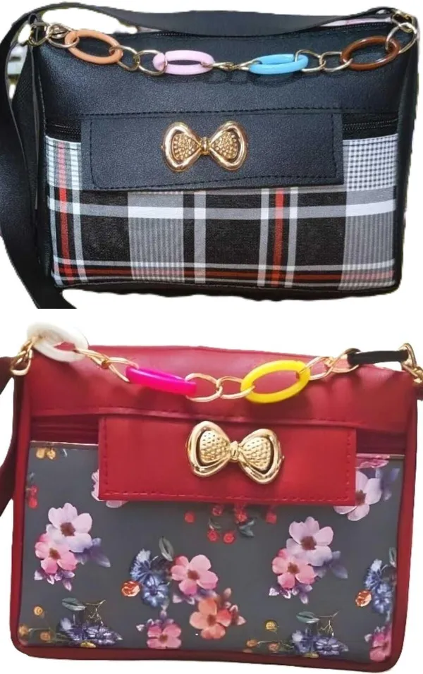 PUrple_And_Grey_PU_Sling_Bag_For_Women_Pack_Of_2