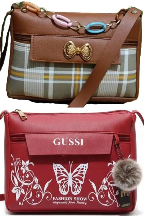 PUrple_And_White_PU_Sling_Bag_For_Women_Pack_Of_2