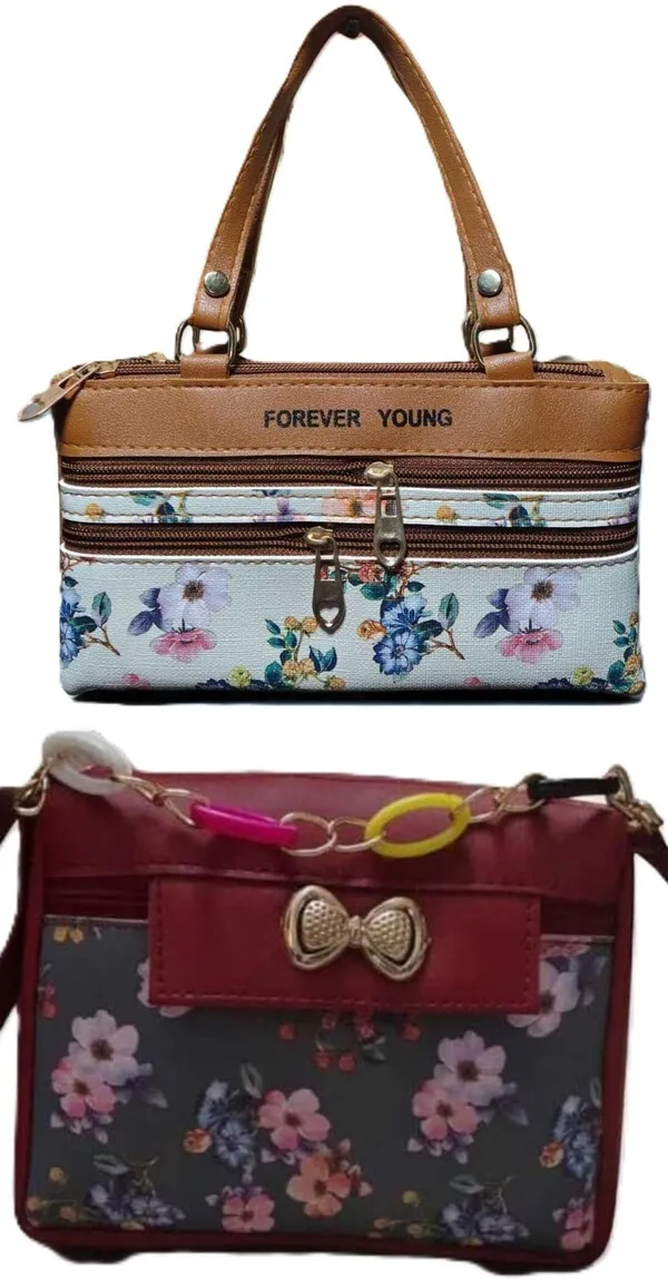Tan_And_Green_PU_Sling_Bag_For_Women_Pack_Of_2