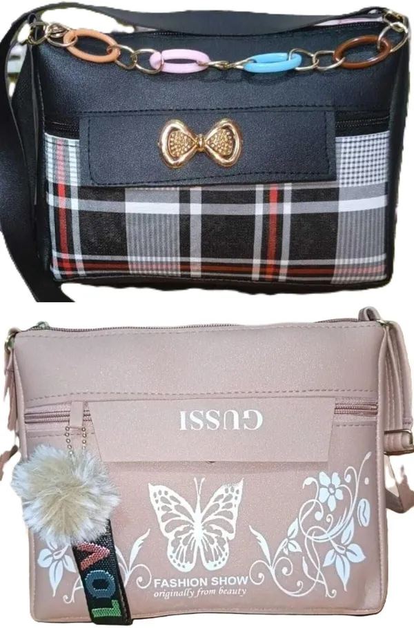 Green_And_Grey_PU_Sling_Bag_For_Women_Pack_Of_2