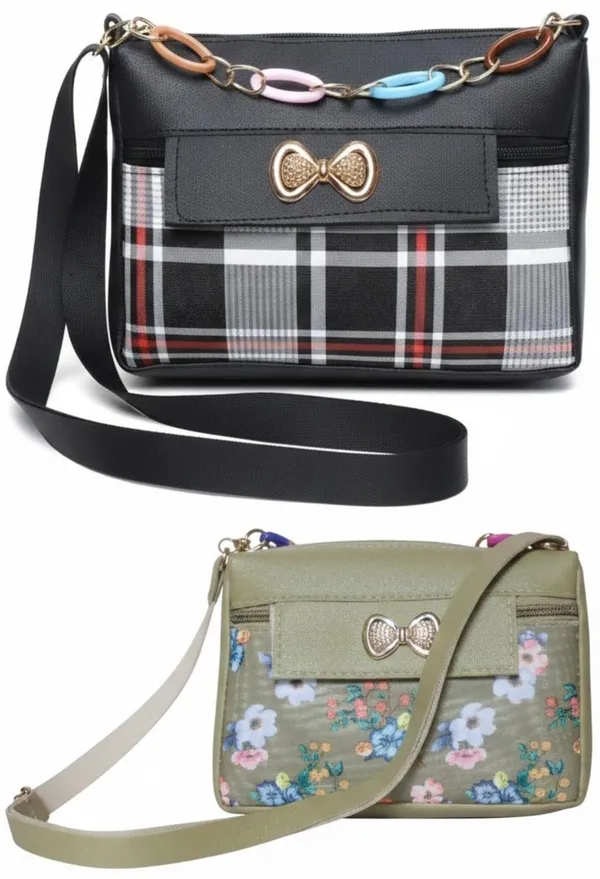 Black_And_Green_PU_Sling_Bag_For_Women_Pack_Of_2