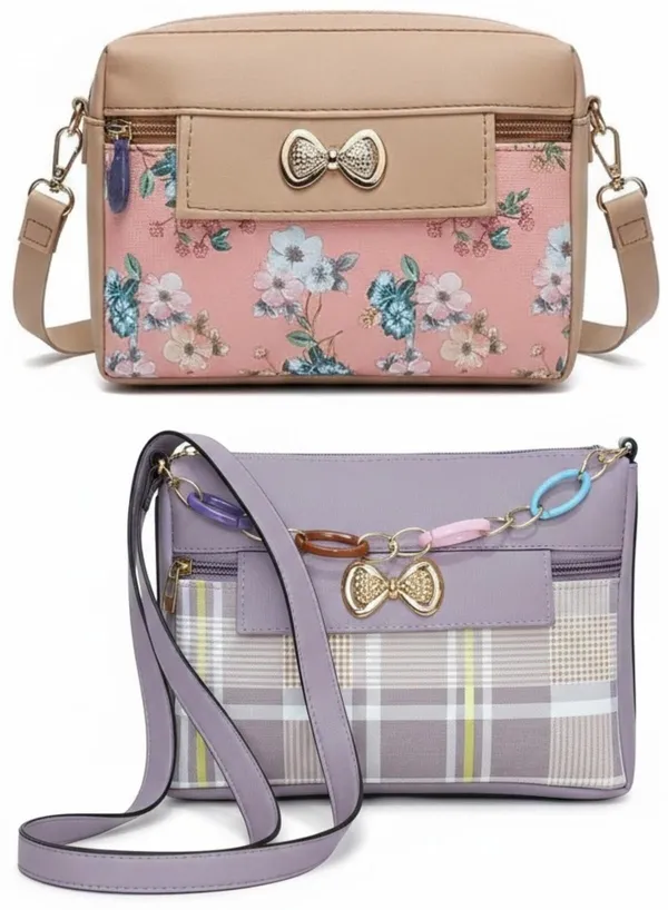 White_And_Grey_PU_Sling_Bag_For_Women_Pack_Of_2