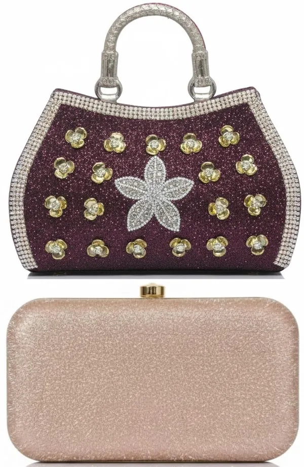Brown_And_Pink_PU_Clutches_For_Women