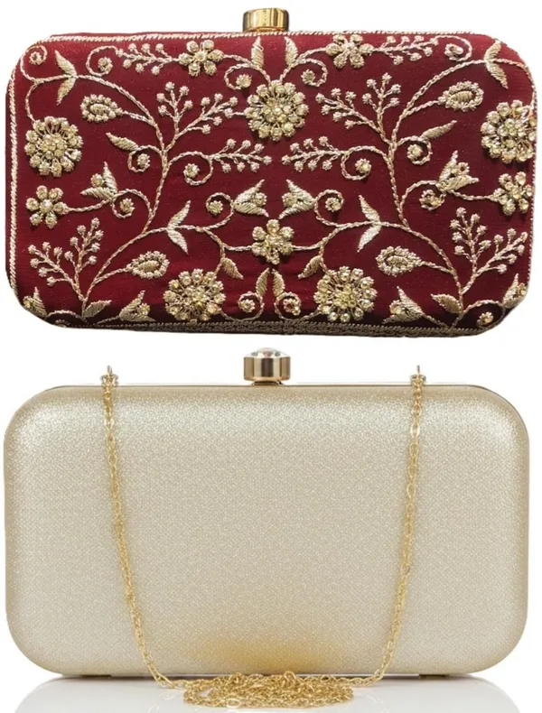 Red_And_White_PU_Clutches_For_Women