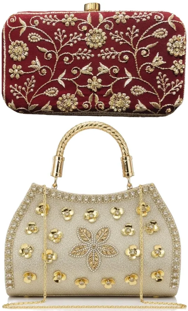 Red_And_White_PU_Clutches_For_Women