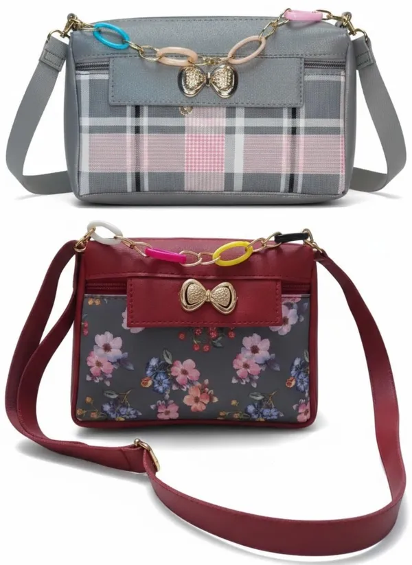 PUrple_And_White_PU_Sling_Bag_For_Women_Pack_Of_2