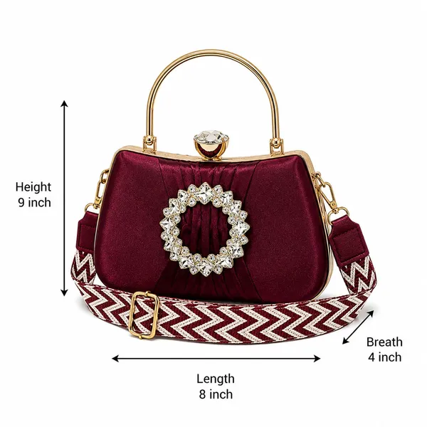 Women’s_Silver_Luxury_Crystal_Clutch_Purse_with_Maroon_Round_Stone_|_Elegant_Party_Wear_Bridal_Handbag_for_Wedding_&_Evening_Use