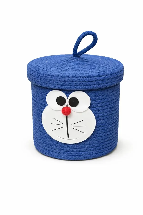 Blue_And_White_Jute_Storage_Basket_For_Home_Storage