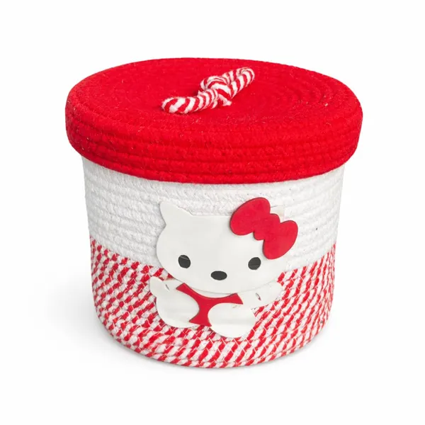 Red_And_White_Jute_Storage_Basket_For_Home_Storage