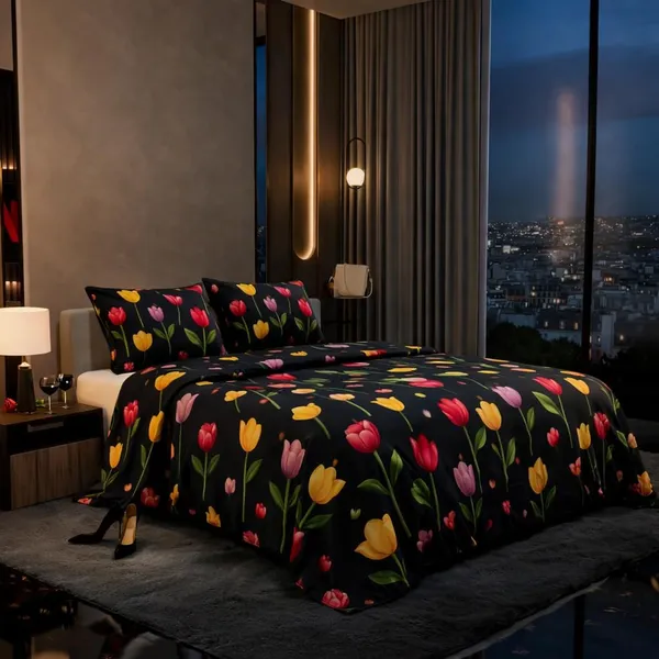 Black_Cotton_Bedsheet_Set_For_Bed_Room