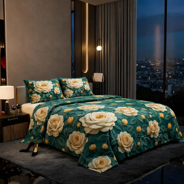 Green_And_Yellow_Cotton_Bedsheet_Set_For_Bed_Room