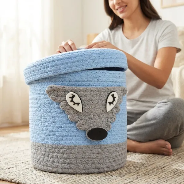 Blue_And_Grey_Jute_Storage_Basket_For_Home_Storage
