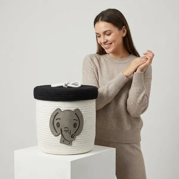 White_And_Black_Cotton_Storage_Container_For_Home_Storage