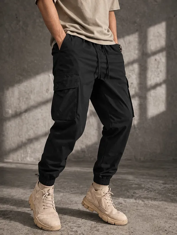 Black_Cotton_Cargo_Pants_For_Men